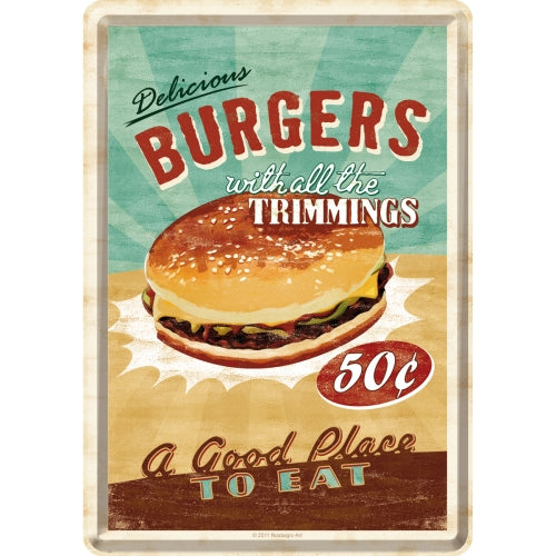 Delicious Burgers (Póstkort úr málmi)
