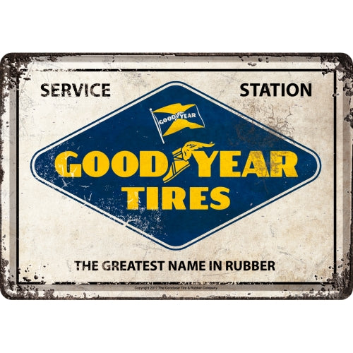 Goodyear - Logo White - (Póstkort úr málmi)