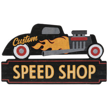 Custom Speed Shop - Viðarskilti