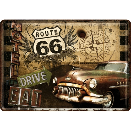 Route 66 Road Trip - Póstkort úr málmi