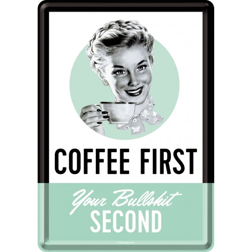 Coffee First - Póstkort úr málmi