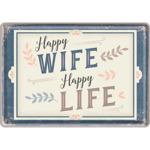 Happy Wife Happy Life - Póstkort úr málmi