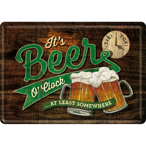 Beer O´Clock Glasses - Póstkort úr málmi