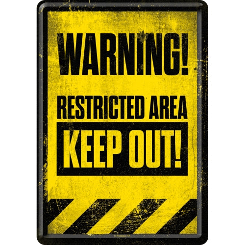 Restricted Area - Keep Out! (Póstkort úr málmi)