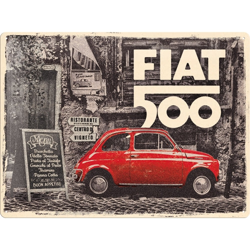 Fiat 500 - Red Car in the Street - Skilti